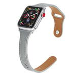 Apple Watch Series 5 44mm genuine leather watch band - Grey Silver/Grå