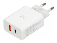 Ibox C-36 - Strömadapter - 20 Watt - 3 A - Huawei Fast Charge, Qc 3.0, Afc, Scp, Apple 2.4A, Usb Bc 1.2, Power Delivery 3.0 + Pps - 2 Utdatakontakter (Usb, 24 Pin Usb-C) - På Kabel: Usb-C - Vit