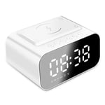 Makeupart Digital Alarm Clock, Home Digital Clocks Radio Bluetooth Speaker with USB Port and Wireless Charging,Dual Alarm,3 Brightness Dimmable,TF-Card Player,Big LED Display