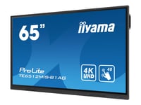 Iiyama Prolite Te6512mis-B3ag - 65" Diagonal Klass (64.5" Visbar) Led-Bakgrundsbelyst Lcd-Skärm - Interaktiv Digital Skyltning - Med Pekskärm (Multi-Touch) / Pc-Anslutning Som Tillval - 4K Uhd (2160P) 3840 X 2160 - Svart Ram Med Matta Ytor - Med Iiy