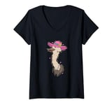Womens Ostrich Bird Lady in Africa V-Neck T-Shirt