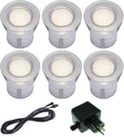 Decklight 30mm 6-pack Frostat glas Komplett Bolthi Connect 12V Rostfritt Stål IP67