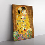 Big Box Art The Kiss Vol.1 by Gustav Klimt Canvas Wall Art Print Ready to Hang Picture, 76 x 50 cm (30 x 20 Inch), Brown, Gold, Cream