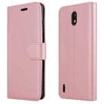 iCatchy For Nokia 1.3 Case Leather Wallet Book Flip Folio Stand View Cover Compatible with nokia 1.3 Phone Case (Rose Gold)