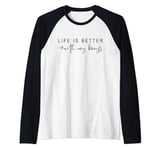 Womens Cute Life Is Better With My Boys Mothers Day Raglan Baseball Tee