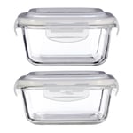 Freska 520/800ml Borosilicate Glass Lunch Box Food Container Airtight Lid Set
