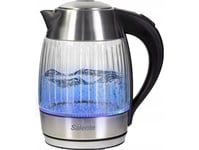 Salente Stripeglass, Vattenkokare 1,8 L, Rostfritt Stål/Glas, Blå Bakgrundsbelysning