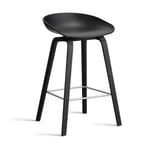 HAY About a Stool 32 Low barstol svart ekstativ 2.0 Svart-rostfritt stålstöd