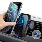 JUMKEET Wireless Car Charger 15W Qi Fast Charging, Auto-Clamping Car Air Vent Phone Holder Mount for iPhone SE/12/12 Pro Max/11/11 Pro/11 Pro Max/XR/XS Max/X/8, Samsung Galaxy S20/S10/S9/S8/Note 20/10