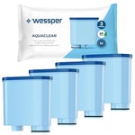 Wessper Cartouche Filtrante Aquaclean compatible avec Philips et Saeco machine à café, Filtre à eau avec charbon actif - 4 pièces