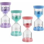 Jusch - Lot de 4 Sabliers,Sablier Colore kit en Verre Transparent,Sable Horloge5 Min/10 Min/15 min/30 Min - Minuteur Sabliers