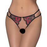 Sexy Crotchless Briefs UK 8 - 12 Erotic Women's Black Red Lace Knickers