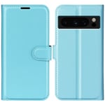 Google Pixel 8 Pro Fodral Litchi Textur Ljus Blå