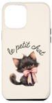 Coque pour iPhone 14 Pro Max Le Petit Chat Coquette - Adorable petit chat français noeud rose