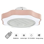 Ceiling Fan with Lamp, Modern Led Dimmable Ceiling Light, with Remote Control, Restaurant Bedroom Indoor Fan Lighting,Pink-110V