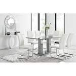 Furniturebox UK (White) Imperia Grey Modern High Gloss Dining Table And 6 Lorenzo Chairs Set