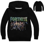 Children Fortnite Print Hoodies Shirt Black 130 Cm