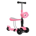 Children Scooter Three-Wheel Flashing Raised Lowered Height Adjustable Handlebar Kick Scooter for Kids Toddler Aged 1-12 Years 2 in 1 Pedal Skate Girls Boys,A