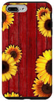 Coque pour iPhone 7 Plus/8 Plus Tournesols sur table de pique-nique rouge patiné grange rustique