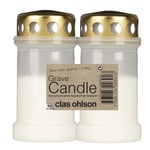 Clas Ohlson Grave Candles - 2 Pack, Burn Time approx. 1.5 days, for Outdoor Use Only, Memorial Candle, Lantern Candles