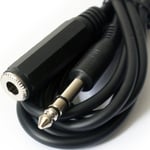 2m 6.35mm ¼" Stereo Plug to Jack Socket Extension Cable Guitar Headphone Lead