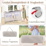 5 i 1 hopfällbar sidosäng resesäng med madrass 2 nivå babysäng med hjul beige
