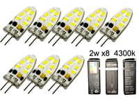 G4 2w dimbar 12v DC + AC Led lampa 4300K vitgul G-4  8-pack