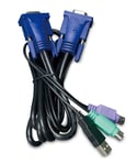 PLANET 5.0M USB w built-in KVM cable Black, Blue 5 m