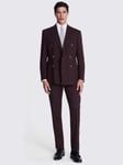 Moss Tailored Fit Double Breasted Flannel Suit Jacket, Claret