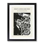 Nervous People At Dinner By Ernst Ludwig Kirchner Exhibition Museum Painting Framed Wall Art Print, Ready to Hang Picture for Living Room Bedroom Home Office Décor, Black A2 (64 x 46 cm)