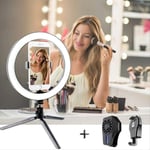 AJH Led Ring Light with Stand and Phone Holder, Phone USB Cooler (Mobile Phone Radiator) 10inch Dimmable Selfie Lamp, with Tripod Photography Camera Ring Light