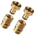 New Garden Hose Quick Connector. ¾ inch GHT Brass Easy Connect Fitting 4-Piece Set Male and Female