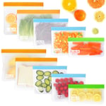 Viedouce 10 Pcs Reusable Food Storage Bags,Reusable Sandwich Bags,Leakproof Ziplock Lunch Freezer Bags,Reusable Snack Bags for Travel,Home Organization,Food Grade BPA Free & Eco-Friendly