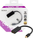 DELTACO mini DisplayPort till HDMI adapter, 4K, 0,2m, svart DP-HDMI25-K