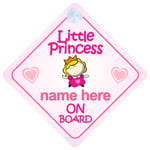 Little Princess On Board Personalised Baby Car Sign