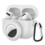 Apple AirPods Pro & Airtag 2-in-1 Silikonecover med nøglering - Hvid