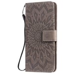 KKEIKO Galaxy S20 Plus Case, Galaxy S20 Plus Flip Leather Wallet Case Notebook Style, Sun Flower Design Shockproof Cover for Samsung Galaxy S20 Plus - Grey