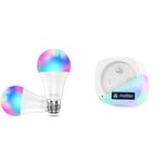 meross Bundle of Ampoule Connectée RGBWW Multicolore Lot de 2 Compatible avec Alexa et Google Home Prise Connectée Matter (Type E) avec Mesure d'Énergie, Commande Vocale et à Distance