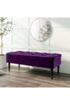 Purple Buttoned Tufted Velvet Storage Ottoman Bench with Rubberwood Legs Luxury Bed End Stool