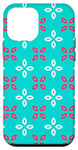Coque pour iPhone 12 mini Turquoise Blue Red Leaf Petal Cross Bloom Geometric Pattern