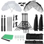 Fotobelysningssats, bärbar väska, mjukt paraply, VIT