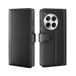 OnePlus 12 Plånboksfodral i Äkta Läder, Svart