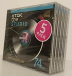 TDK PROFESSIONAL CD-R74STEC / 5 PACK / STUDIO CD-R  AUDIO / MUSIC CDR 74 DISCS