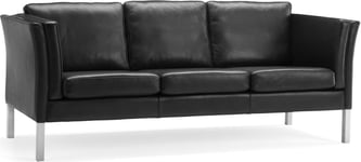 Oslo Sofa 3 pers, Sort læder, L 206 cm