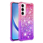 SKALO Samsung A55 5G Juoksuhiekka Glitter Sydämet TPU kuori - Pinkki-Violetti