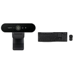 Logitech Business ULTRA HD PRO BUSINESS WEBCAM 4K Premium Webcam with HDR and Windows, 5X Zoom, Black & MK270 Wireless Keyboard and Mouse Combo