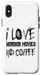 Coque pour iPhone X/XS Amateur de films d'horreur - J'adore les films d'horreur et le café