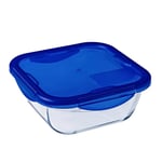 Pyrex Cook & Go Square Food Storage Container With Lid Large 1.9L - Blue
