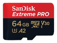 SanDisk Extreme Pro - Carte mémoire flash - 64 Go - A2 / Video Class V30 / UHS-I U3 / Class10 - microSDXC UHS-I