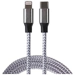 Maplin Braided Lightning to USB-C Cable Grey, 1m, Super Fast Charging 20W Power Delivery, for all iPhones 14, 13, 12, 11, SE, iPad Air/Mini (2019), iPad (up to 2021 generation), Airpods